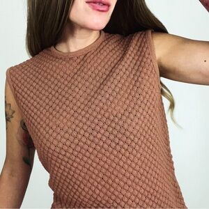 Vintage 70’s Fine Knit Sleeveless Top in Terracotta | Size S/M
